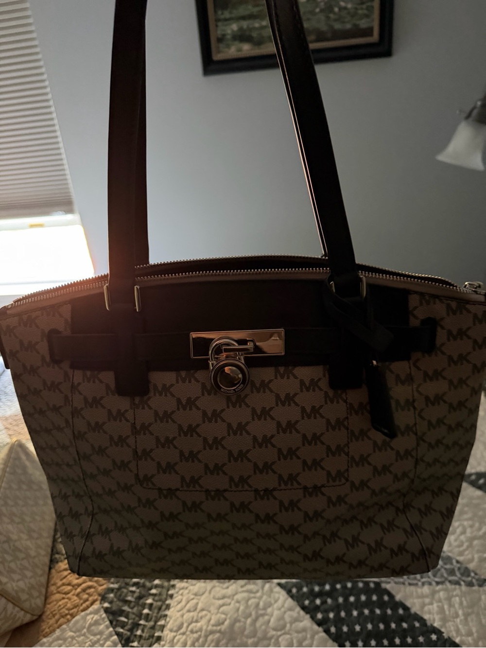 Michael Kors black  Signature Logo Tote Bag